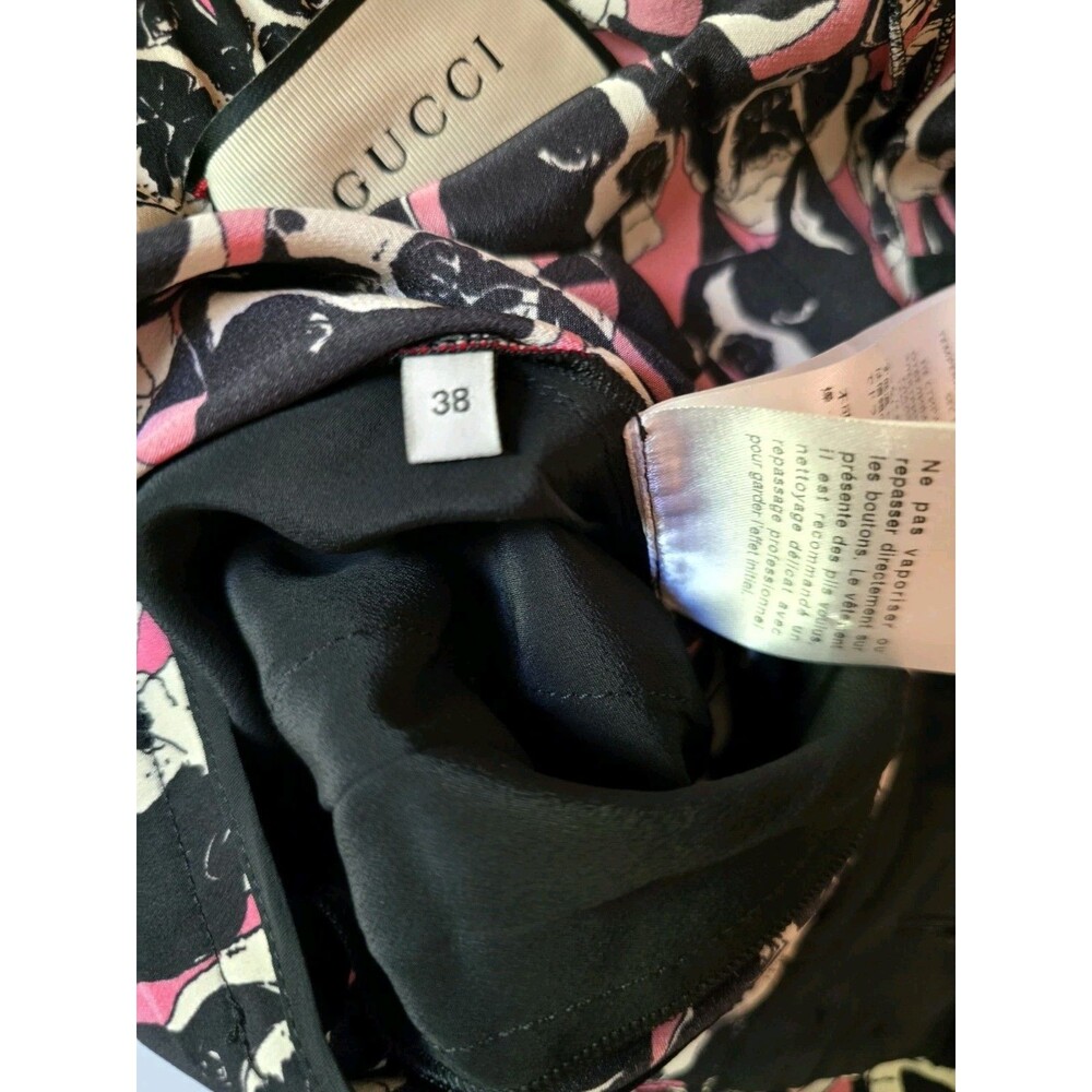 GUCCI Silk French Bulldog Pants Women's size EU 38, US MEDIUM, Pink Multicolor - Picture 11 of 16